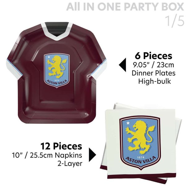 Aston Villa FC Party Box for 6 | Official Party Supplies - Image 4