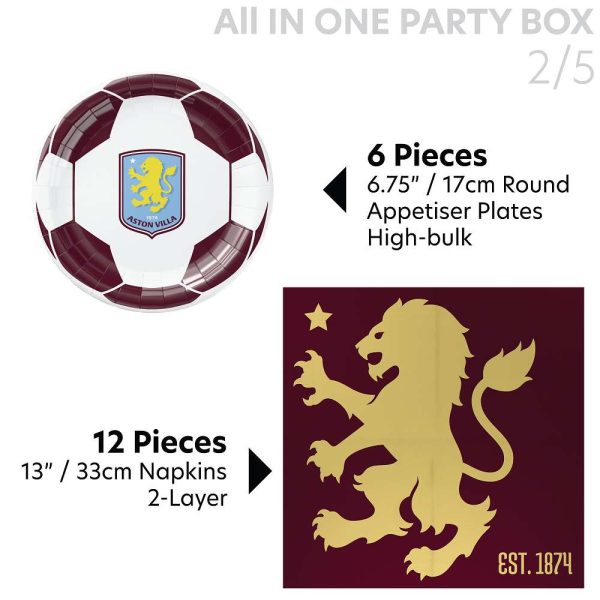 Aston Villa FC Party Box for 6 | Official Party Supplies - Image 5